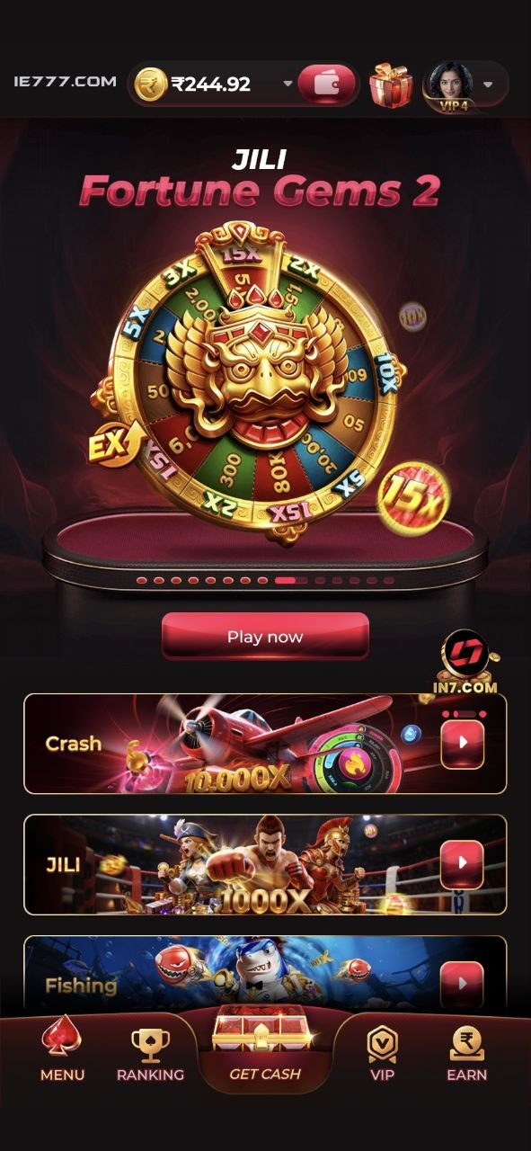 IE777 daily reward wheel and welcome bonus screen
